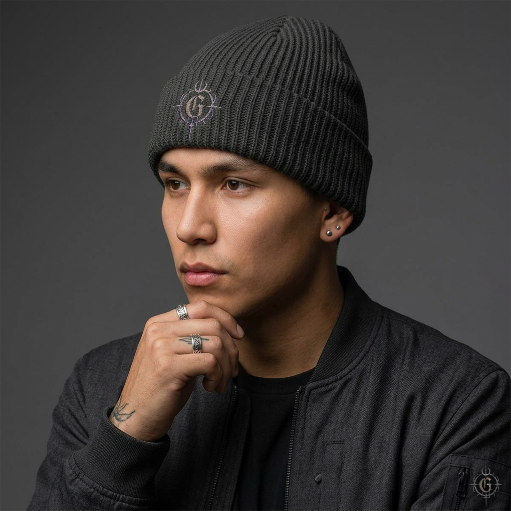 Cyber Emblem Embroidered Cuff Beanie
